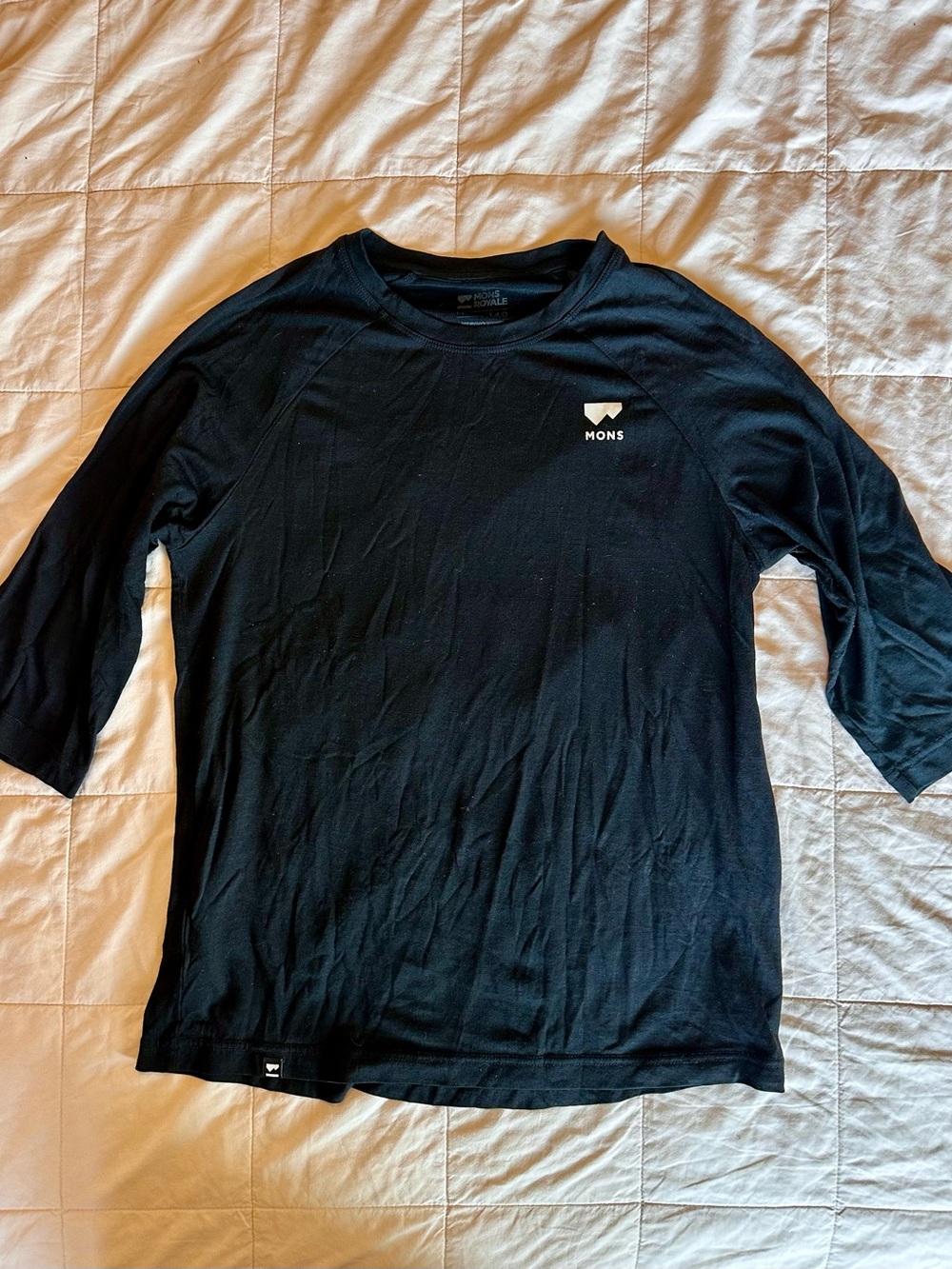 Mons Black 3/4 Sleeve merino Performance Tee